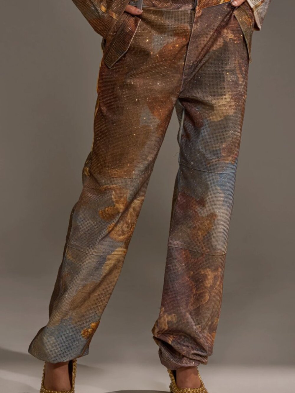 NEW WOW - Akira IN THE FUTURE Rhinestone Baroque Art Print Jean Pants - L